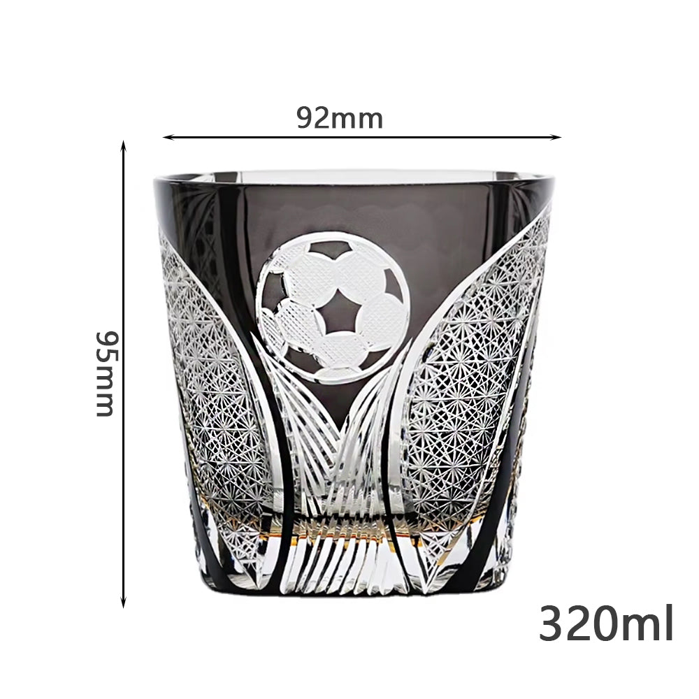 Football Crystal Whiskey Glass | Premium Sports Whiskey Tumbler 320ml