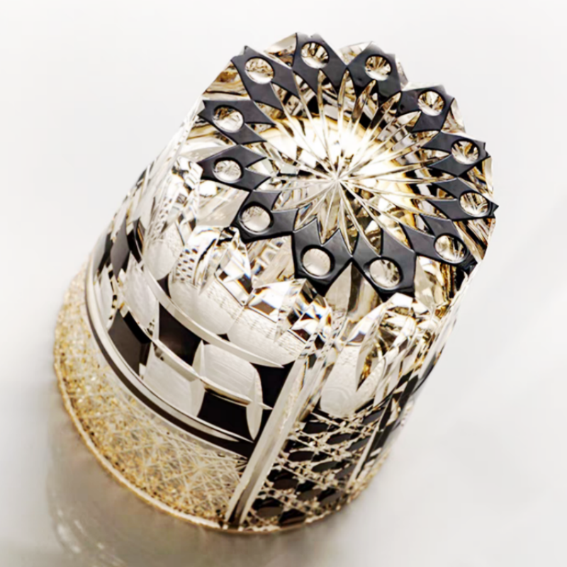 JP-142 32 cl hand cut to amber black whiskey glasses edo kiriko colored old fashioned glasses bar wine cup with gift box