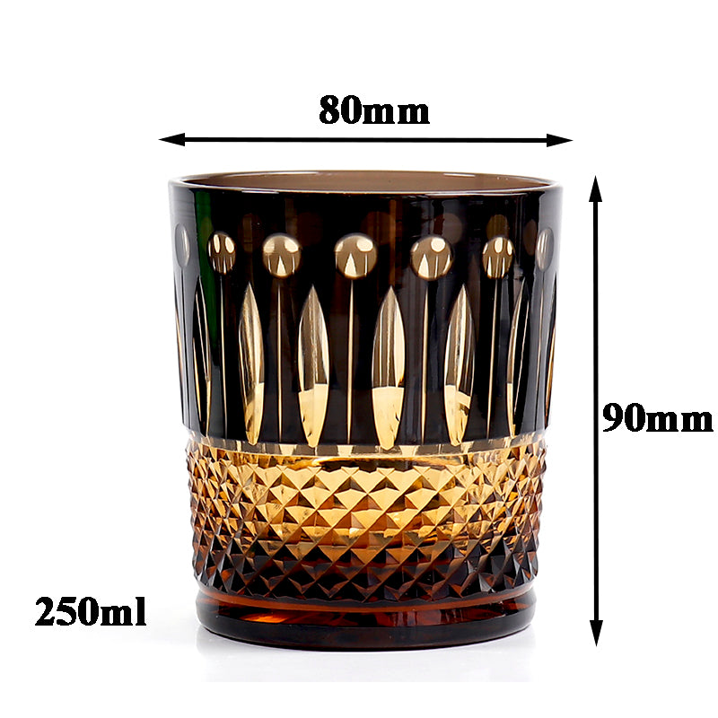 Bohemian Style Diamond Cut Whiskey Glass Black 9oz