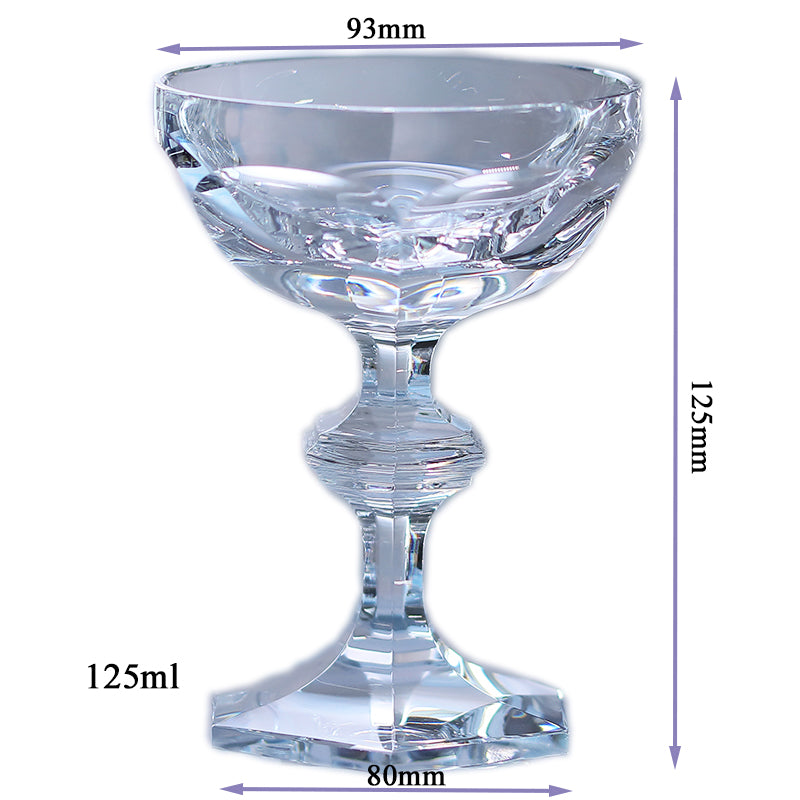 JP-082 125 ml Luxury K9 Crystal Glass Champagne Coupe Hand Cut Beveled Geometry