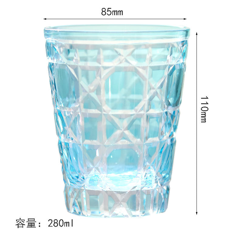 JP-045 Sky Blue Crystal Glass Water Tumbler Cocktail Whiskey Glass With Hand-engraved Cannage Design