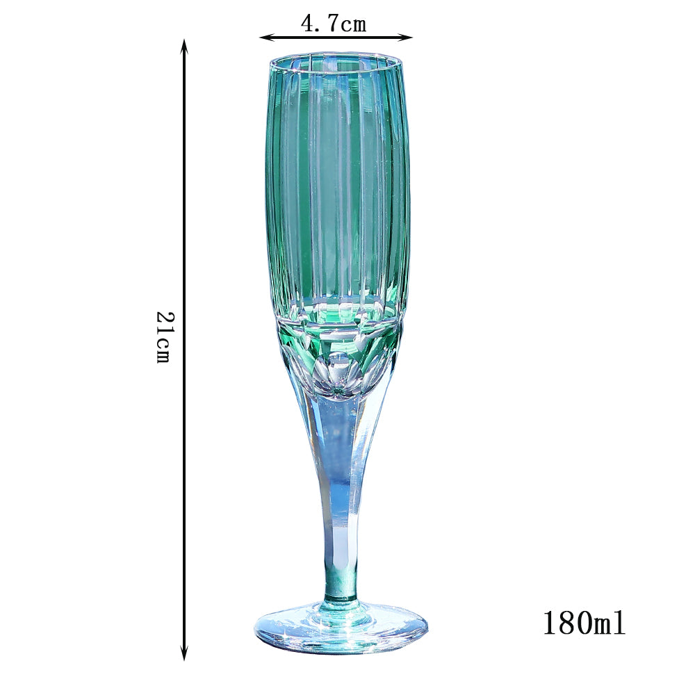 JP-058-4 180 ml Hand Cuts Bamboo Green Crystal Glass Champagne Coupe