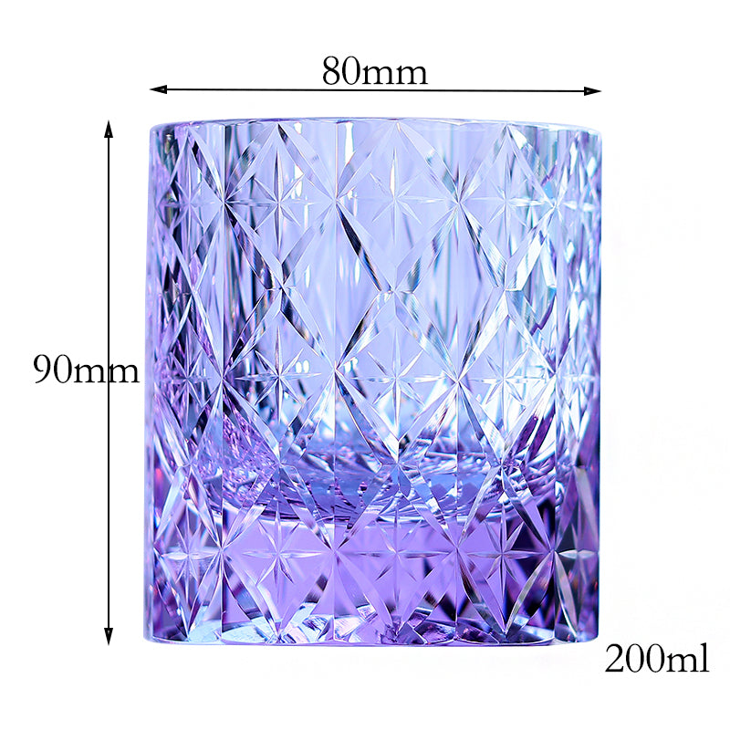 JP-129 Edo Kiriko Handcrafted Celestial Stars Whisky Glass Purple K9 Crystal Glass Tumbler With Gift Box