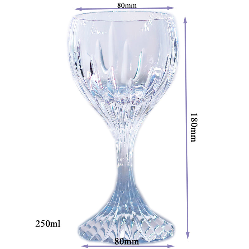 Close-up of JP-084 250 ml Clear K9 Crystal Wine Glass Goblet With Hand Cut Deep Orgue Bevel Design Stem Glass For Water Beverages - JINZHI GLASS crystal glassware