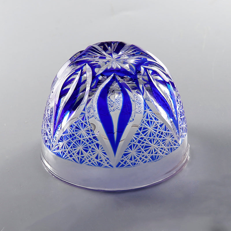 JP-020 45 ML Hand Cut To Clear Colored Glass Shot Glass Sake Cup With Engraved candela phoenix tail feathers pattern