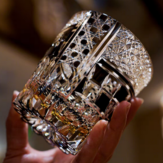 JP-142 32 cl hand cut to amber black whiskey glasses edo kiriko colored old fashioned glasses bar wine cup with gift box