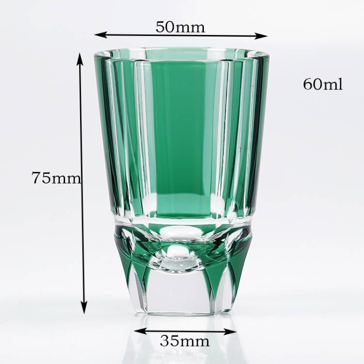 JP-058-2 Japanese Style Green Cased Glass Sake Glass Set Edo Kiriko‘s Bamboo Stem Design Sake Carafe And Sake Glass Cup