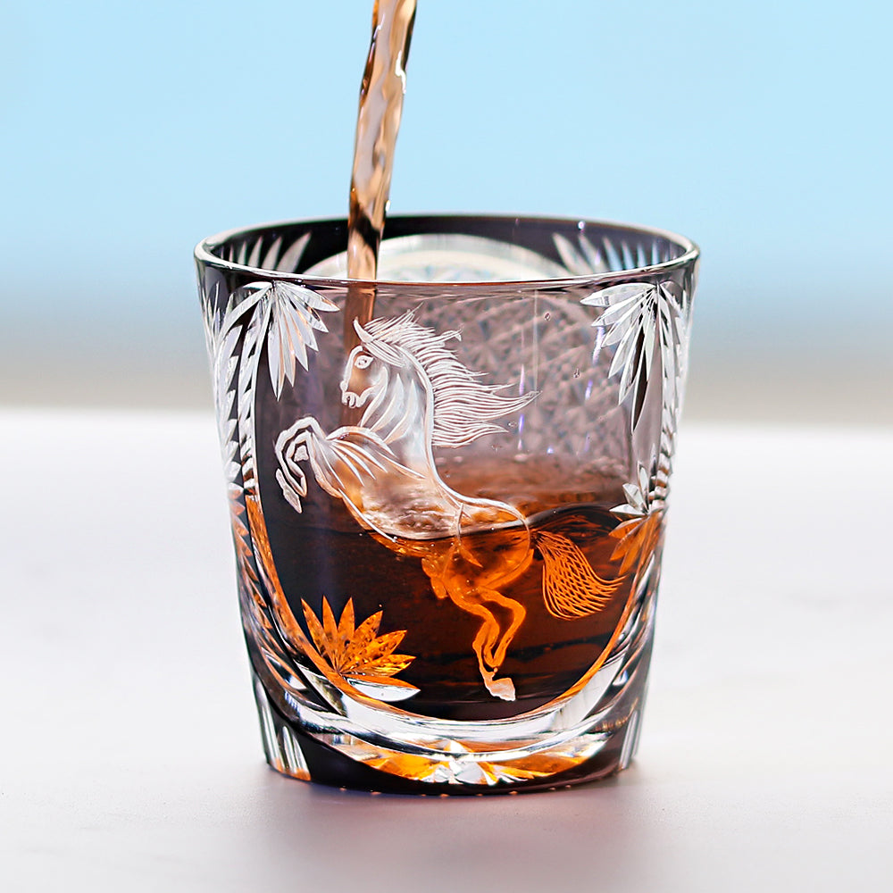 Galloping Horse Whiskey Glass Black 11oz