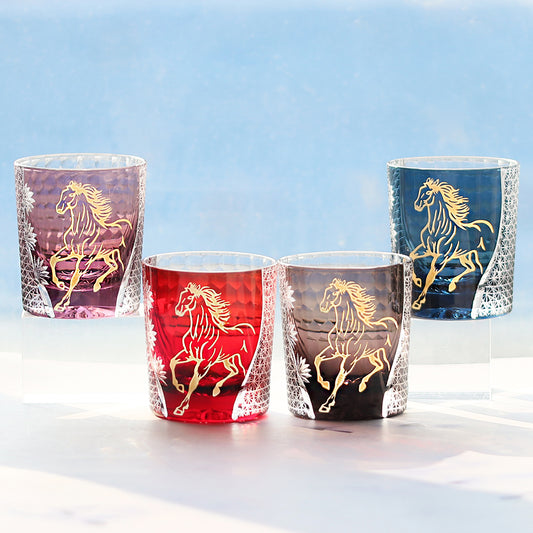 Side angle of Golden Horse Whiskey Glass - JINZHI GLASS crystal glassware