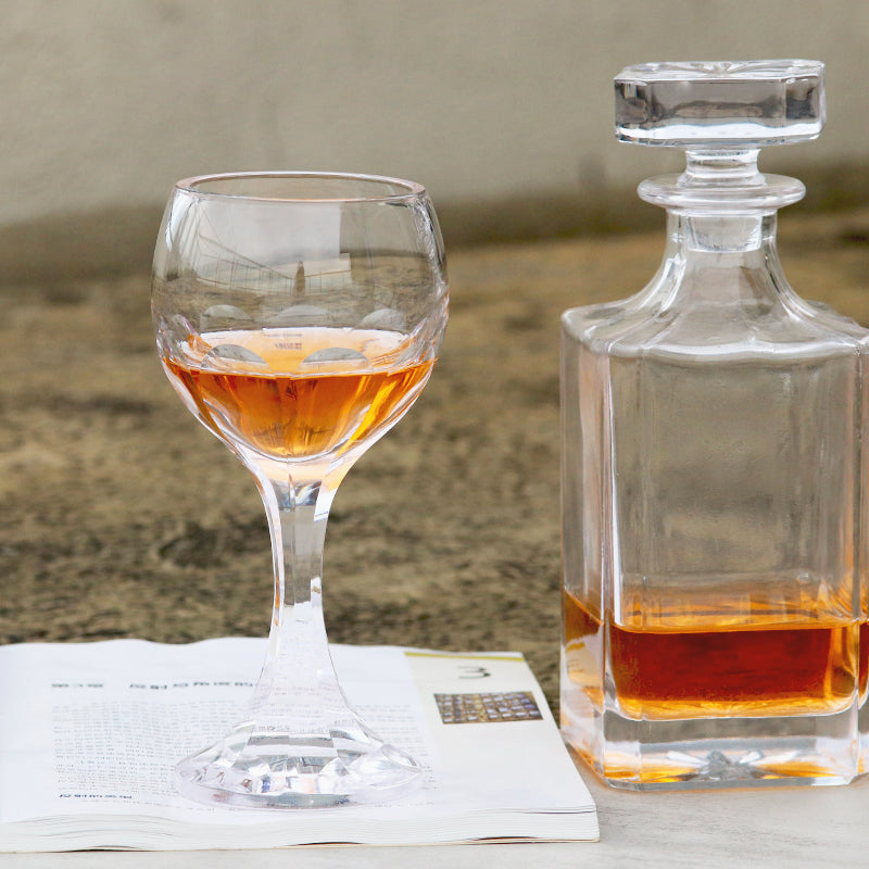 JP-096-4 Hand Cut To Clear Crystal Wine Glass Goblet For Water Beverages Glassware With Hand Carved 9 Petals Design