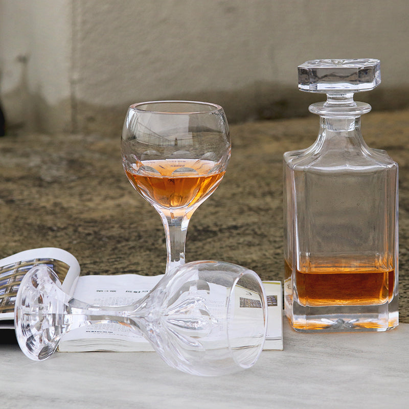 JP-096-4 Hand Cut To Clear Crystal Wine Glass Goblet For Water Beverages Glassware With Hand Carved 9 Petals Design