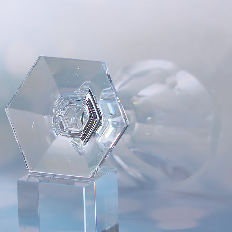 JP-081 200 ml Luxury K9 Crystal Glass Wine Glass Hand Cut Beveled Geometry Goblet