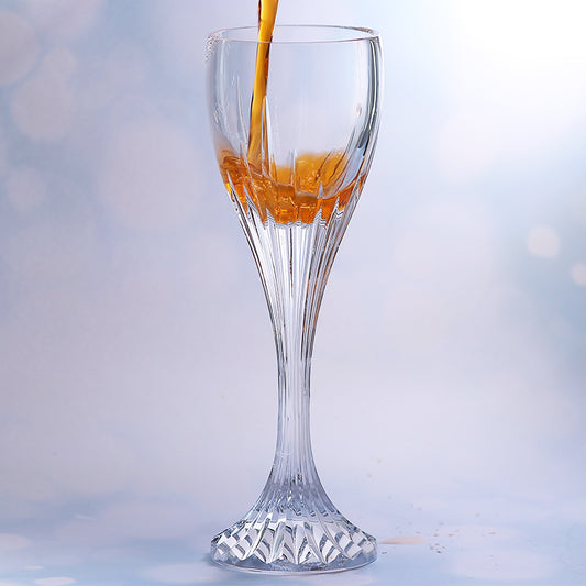 JP-085 175 ml Clear K9 Crystal Glass Champagne Flute With Hand Cut Etched Deep Orgue Bevel Design
