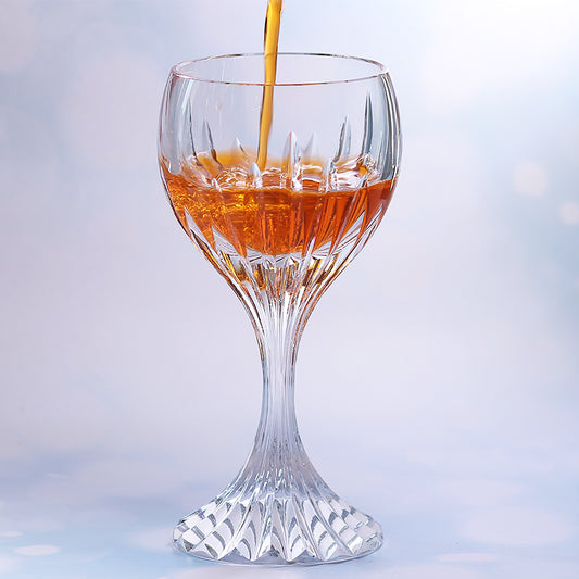 JP-084 250 ml Clear K9 Crystal Wine Glass Goblet With Hand Cut Deep Orgue Bevel Design Stem Glass For Water Beverages