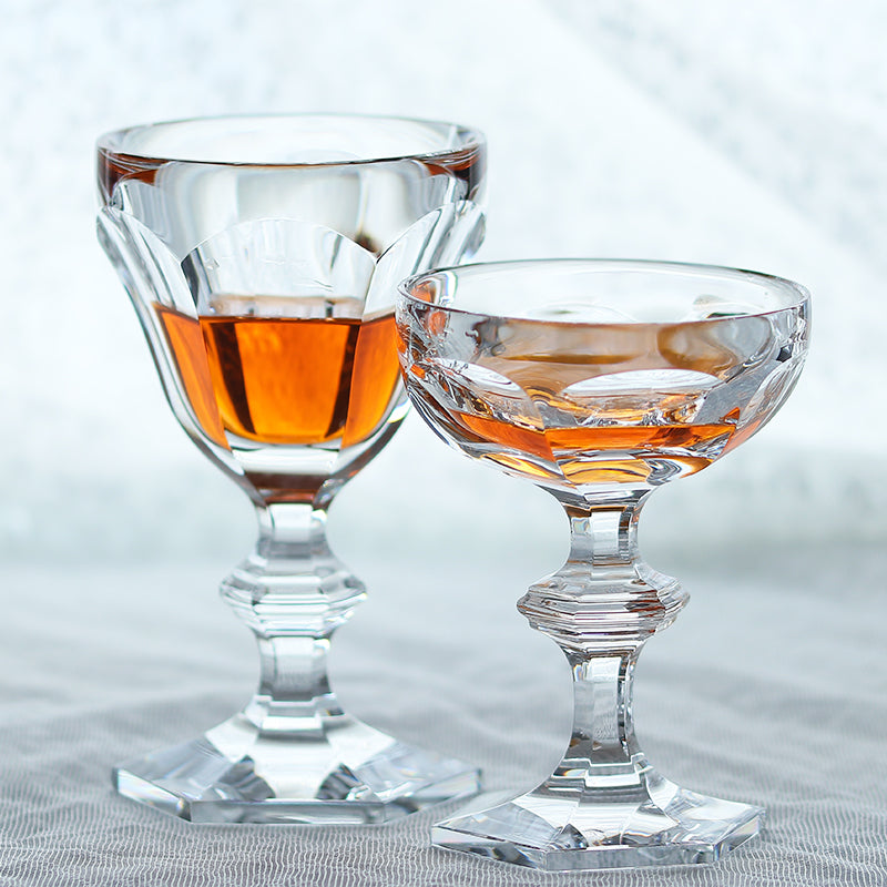 JP-082 125 ml Luxury K9 Crystal Glass Champagne Coupe Hand Cut Beveled Geometry