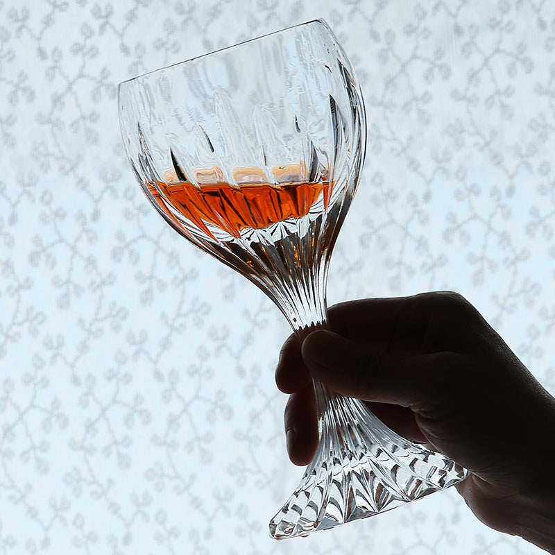 JP-084 250 ml Clear K9 Crystal Wine Glass Goblet With Hand Cut Deep Orgue Bevel Design Stem Glass For Water Beverages