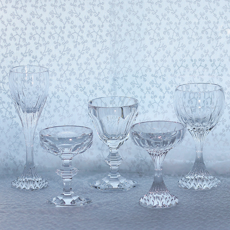 JP-084 250 ml Clear K9 Crystal Wine Glass Goblet With Hand Cut Deep Orgue Bevel Design Stem Glass For Water Beverages