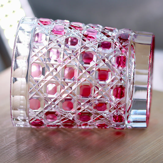 Pink Crystal Glass Hand Cut Diamond Crystal Glass 9oz
