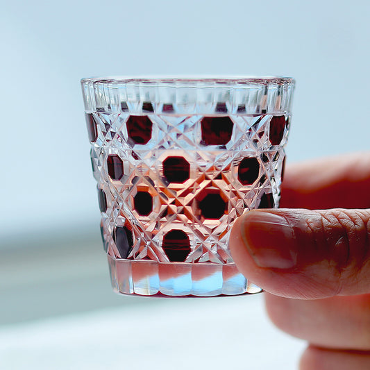 QJ-05 35ml Handmade ruby red edo kiriko chilled sake glass 1.5 oz min shot glass for whiskey, vodka, tequila