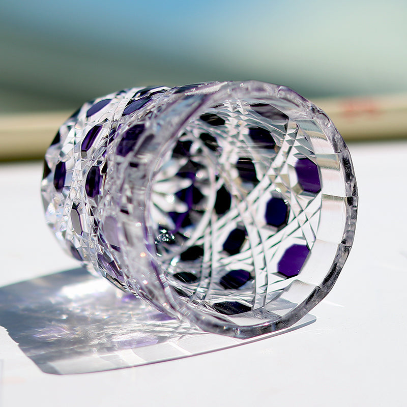 QJ-05 35ml Japanese style purple colored sake glass edo kiriko 1.5 oz min soju shot glass for whiskey, vodka, tequila