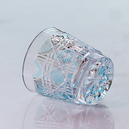 QJ-07 New Sky Blue 35m edo kiriko sake glass 1 oz min shot glasses for whiskey, vodka, tequila