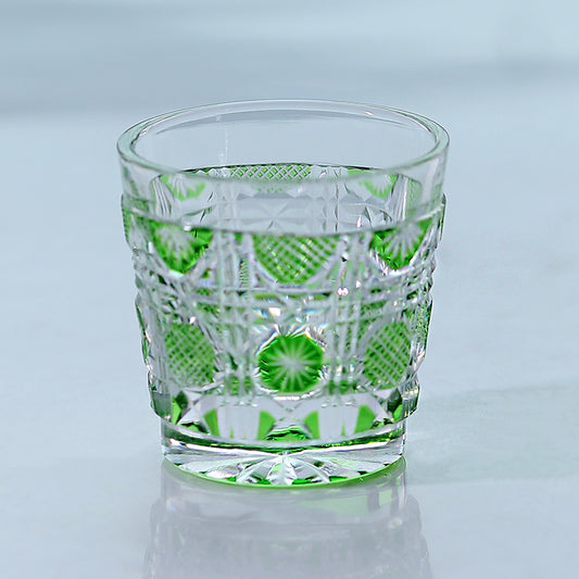 QJ-07 New Bamboo Green 35ml edo kiriko sake glass 1 oz min shot glasses for whiskey, vodka, tequila