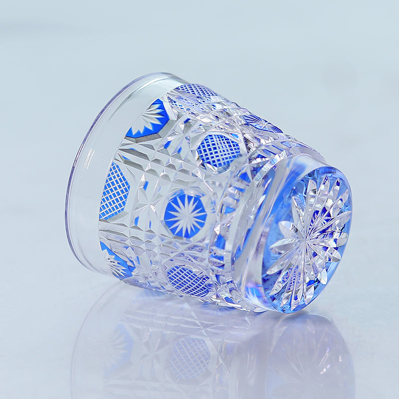 QJ-07 New Dark Blue 35ml edo kiriko sake glass 1 oz min shot glasses for whiskey, vodka, tequila
