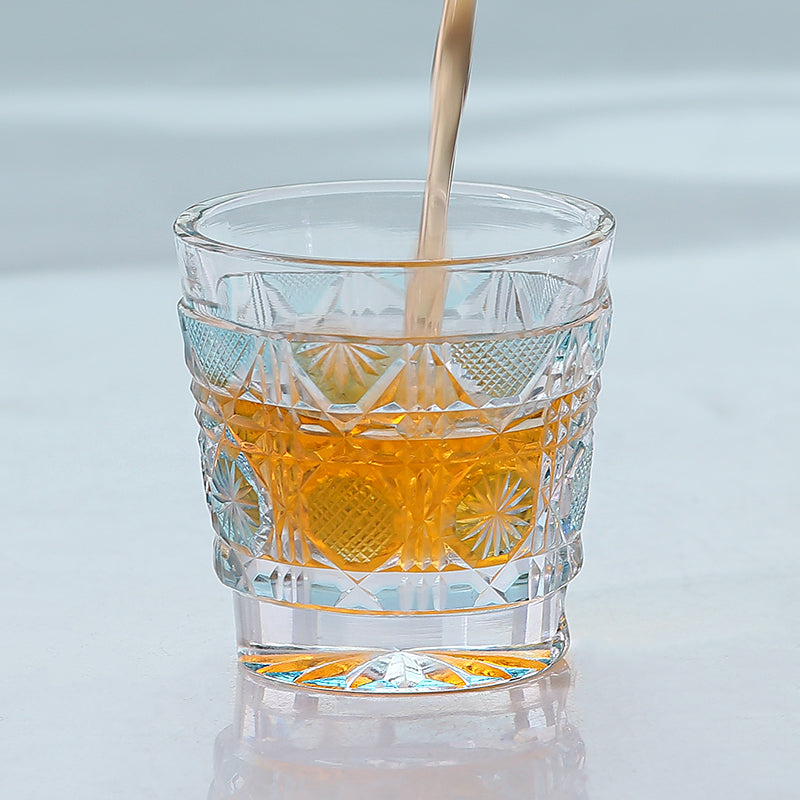 QJ-07 New Sky Blue 35m edo kiriko sake glass 1 oz min shot glasses for whiskey, vodka, tequila