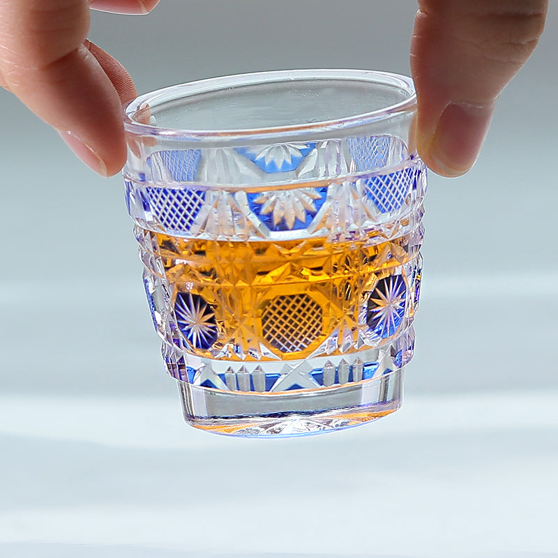 QJ-07 New Dark Blue 35ml edo kiriko sake glass 1 oz min shot glasses for whiskey, vodka, tequila