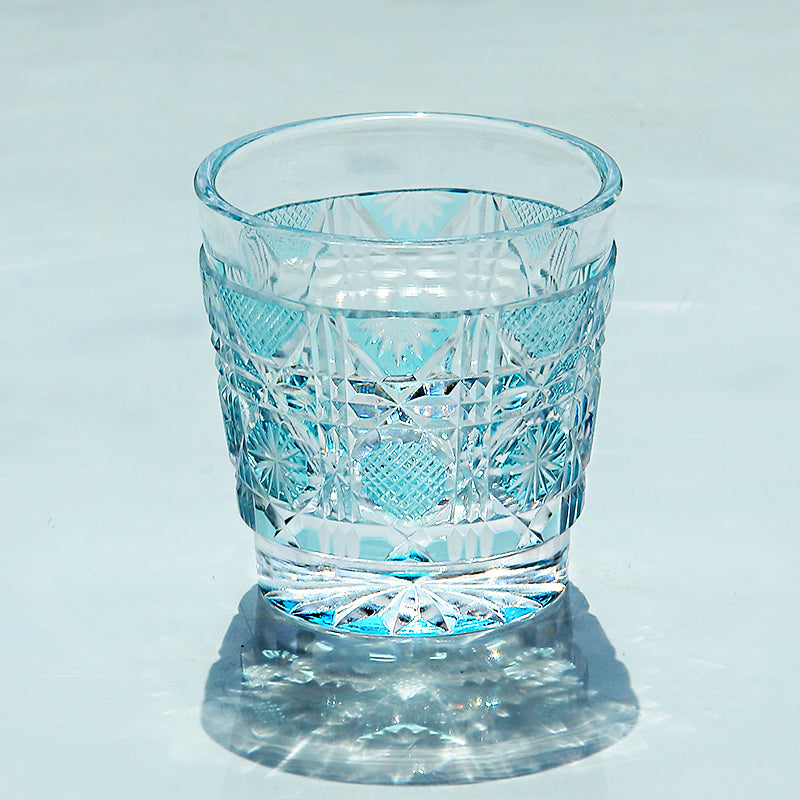 QJ-07 New Sky Blue 35m edo kiriko sake glass 1 oz min shot glasses for whiskey, vodka, tequila