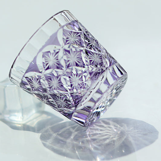 QJ-08 Hand cut to clear Purple 35ml edo kiriko shot glass sake glass 1 oz min soju glasses vodka, tequila