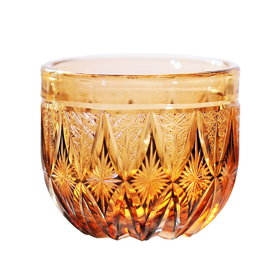 QJ-03 60ml Hand Cut Edo Kiriko Sake Glasses Amber Black Japanese Style Min Shot Glasses