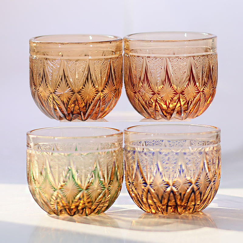 QJ-03 60ml Handmade Edo Kiriko Sake Glasses Amber Blue Min Shot Glasses guest party favors
