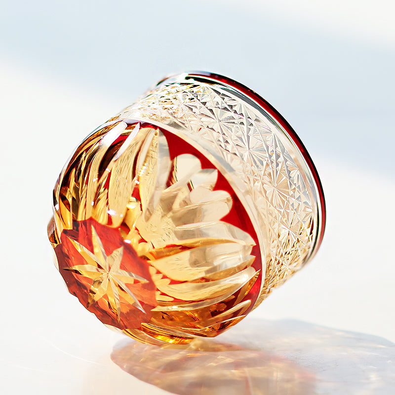6 Styles Red-Amber Edo Kiriko Shot Glasses
