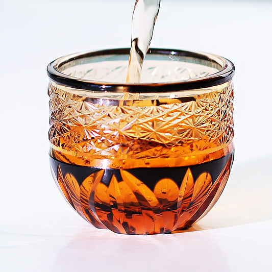 JP-021 60 ML Handcrafts Edo Kiriko's Black Colored Sake Glass Cup,Chilled Small Shot Glasses Soju Glass Cup