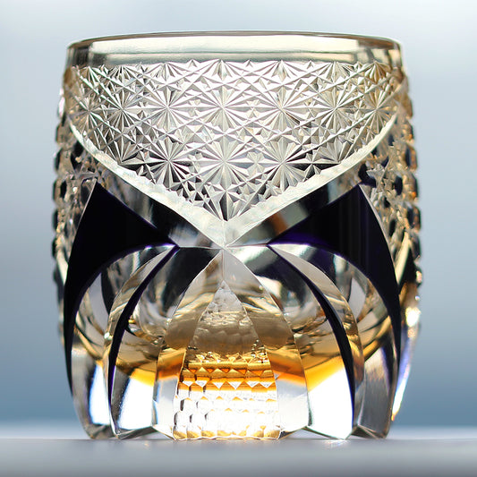 JP-015 Japanese Style Edo Kiriko Handcrafted Dark Black Purple Knight Whisky Glass With Gift Box