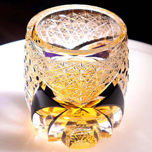 Japanese Style Edo Kiriko Dark Purple Armour Whisky Glass 8oz