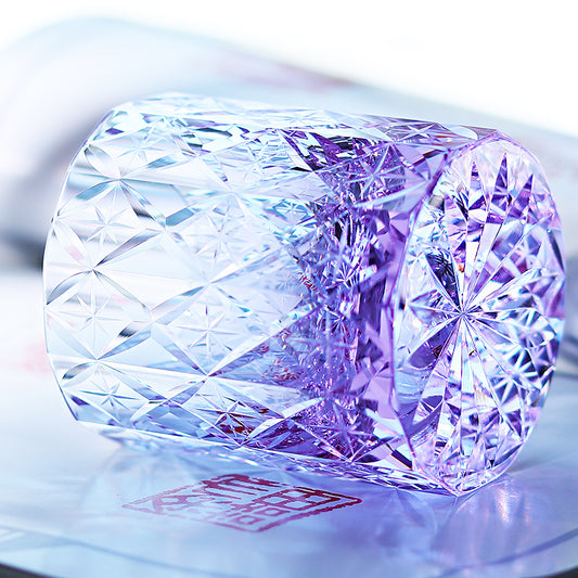 JP-129 Edo Kiriko Handcrafted Celestial Stars Whisky Glass Purple K9 Crystal Glass Tumbler With Gift Box