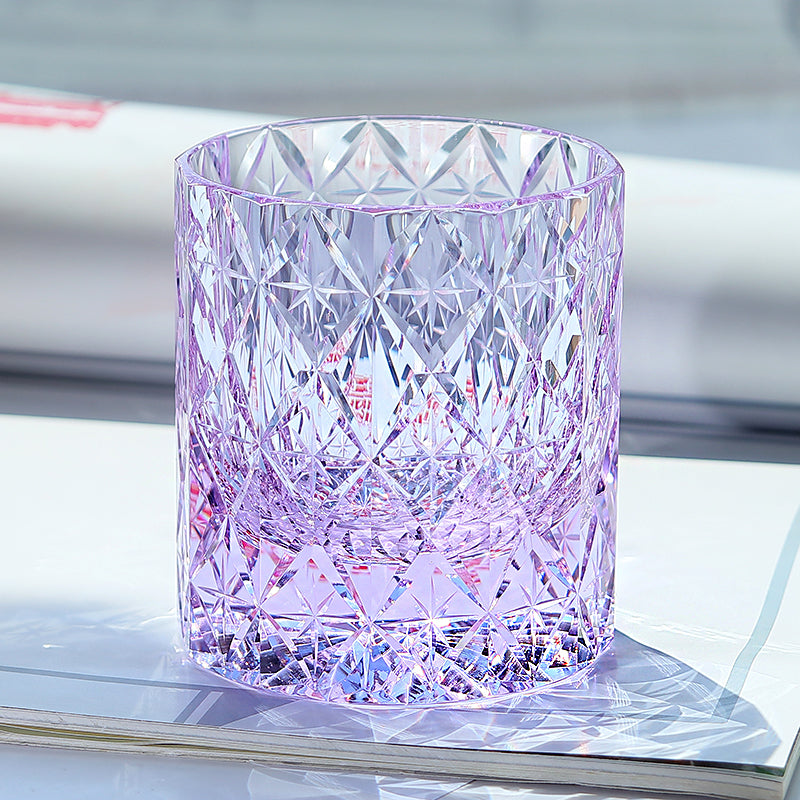 JP-129 Edo Kiriko Handcrafted Celestial Stars Whisky Glass Purple K9 Crystal Glass Tumbler With Gift Box