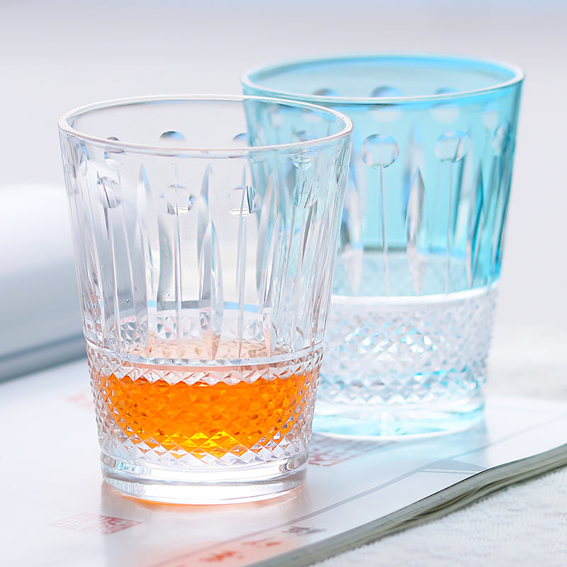 JP-095 Hand Cut Clear Glass Water Tumbler For Whiskey Old Fashioned Cocktail Juice Beverage Social Drinkers