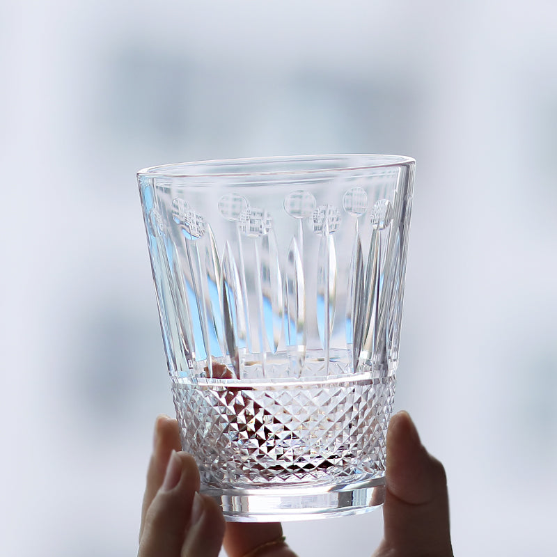 Bohemian Style Hand-cut Crystal Glass Tumbler Clear 10oz