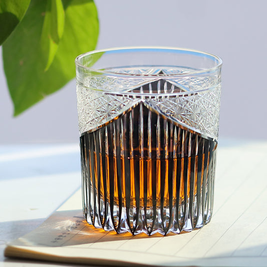 JP-052 Handcrafted Japanese Style Edo Kiriko Karmic Whisky Glasses Black With Gift Box