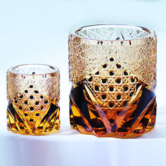 JP-016-2 Small Edo Kiriko Handcrafted Dark Knight Shot Glass 30 ml Black Japanese Style Sake Glass Cup