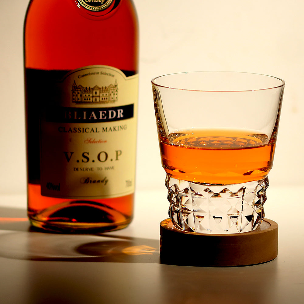 Clear Crystal Diamond Cut Whisky Glasses 9oz