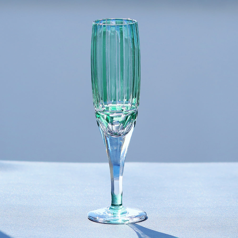 JP-058-4 180 ml Hand Cuts Bamboo Green Crystal Glass Champagne Coupe