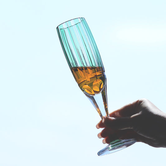 JP-058-4 180 ml Hand Cuts Bamboo Green Crystal Glass Champagne Coupe