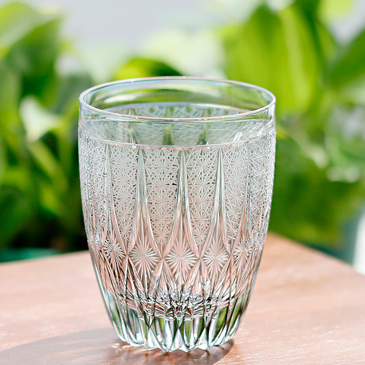 JP-138 New 300ml Luxury Edo Kiriko Grey Glass Highball Cocktai Whiskey Tumblers Hand Engaved Iced Drinking Glass Cup With Gift Box