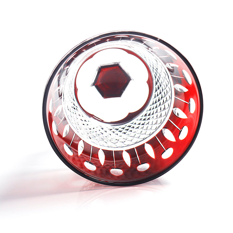 JP-097 5oz Handmade Ruby Red Tinted Glass Goblet Hock Wine Glass With Hand Cutting Lotus Deisgn