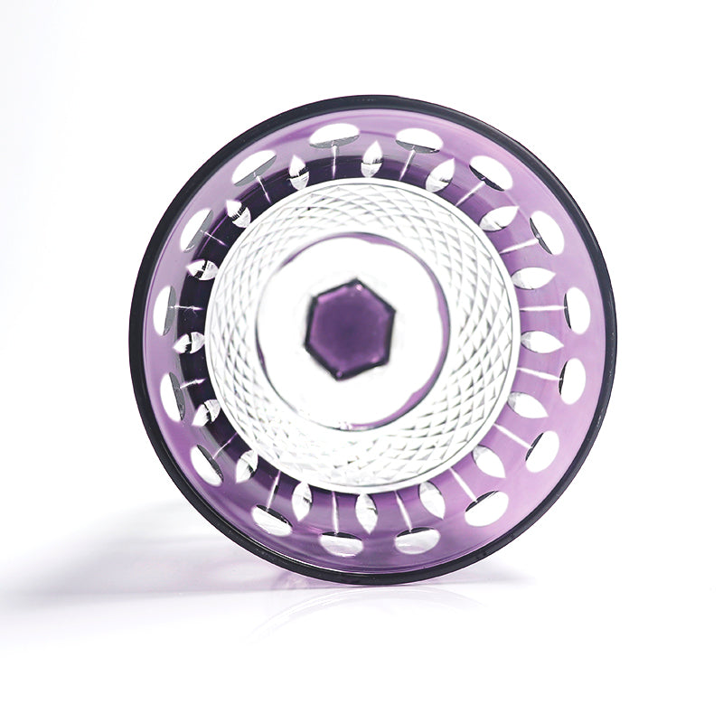JP-097 150ml Hand cut to clear and purple colored crystal wine glass engraved Lotus Deisgn Hock Glass Goblet