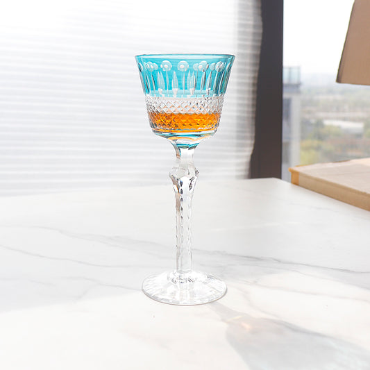 Hand-Cut Crystal Wine Glass Sky Blue